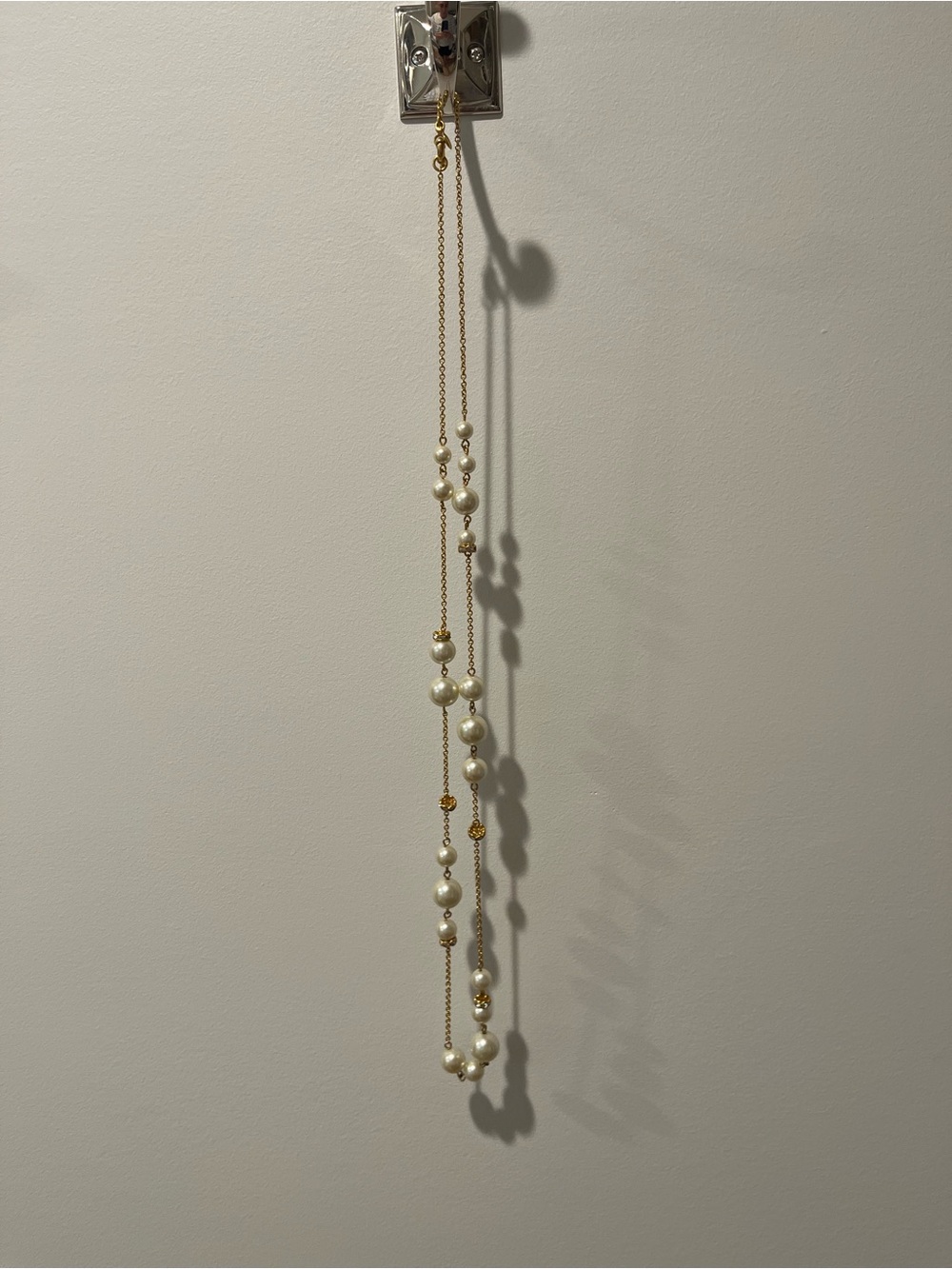 J. Crew Gold-tone Chain Necklace with Cream Pearls